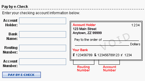 Check - electronic checks must be processed by a payment gateway that 